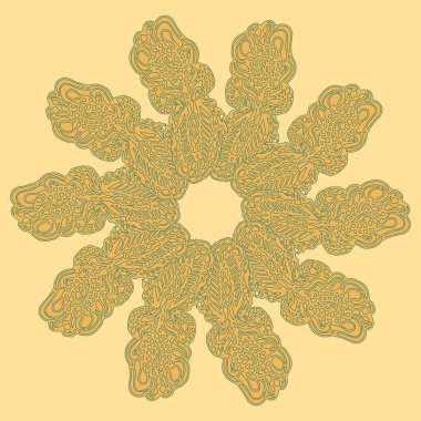 Basit renkli soyut mandala. Parlak dairesel süsleme basit şekiller oluşur. 