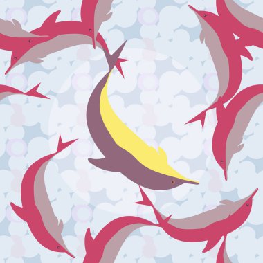 Yunuslar su altında çizim arka planı için bir sürü ile sorunsuz doku