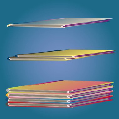 Renkli Notebook yığınları. Vektör çizim