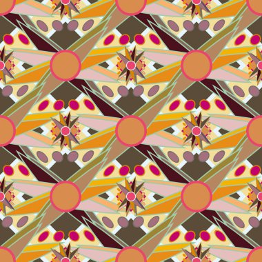 Çiçekler, vektör çizim ile çok renkli geometrik seamless modeli 