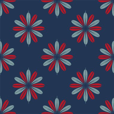 Çiçekler, vektör çizim ile çok renkli geometrik seamless modeli 