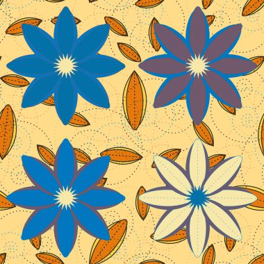 Çiçekler, vektör çizim ile çok renkli geometrik seamless modeli 