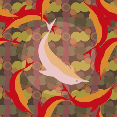 Yunuslar su altında çizim arka planı için bir sürü ile sorunsuz doku