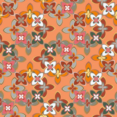 Çiçekler, vektör çizim ile çok renkli geometrik seamless modeli 