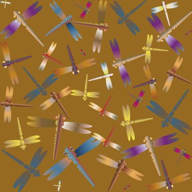 Dekoratif renkli seamless modeli ile şirin yusufçuk