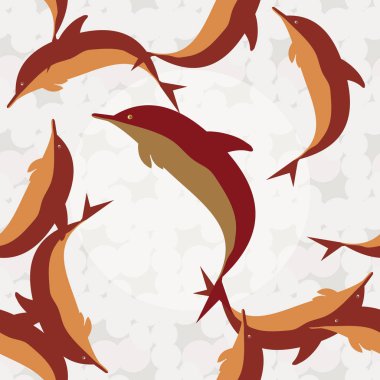 Yunuslar su altında çizim arka planı için bir sürü ile sorunsuz doku