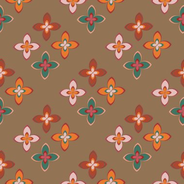 Çiçekler, vektör çizim ile çok renkli geometrik seamless modeli 