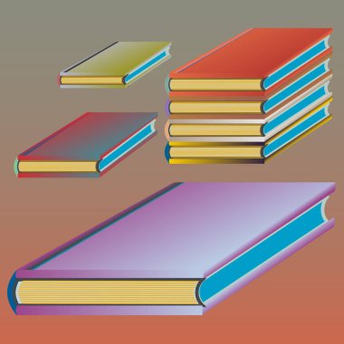 Renkli kitap yığını. Vektör çizim