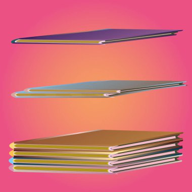 Renkli Notebook yığınları. Vektör çizim