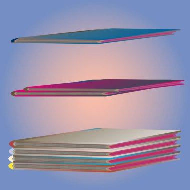 Renkli Notebook yığınları. Vektör çizim
