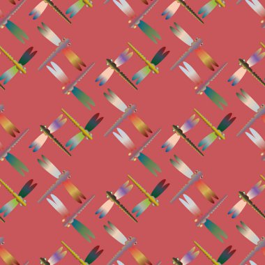 Dekoratif renkli seamless modeli ile şirin yusufçuk