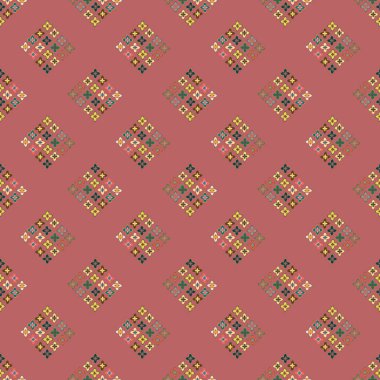 Çiçekler, vektör çizim ile çok renkli geometrik seamless modeli 