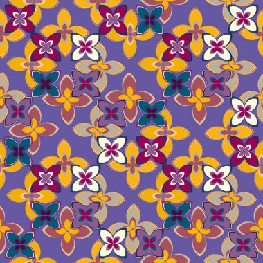 Çiçekler, vektör çizim ile çok renkli geometrik seamless modeli 