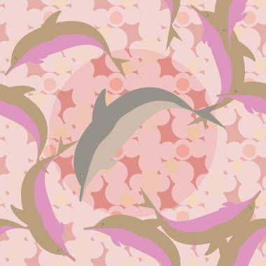 Yunuslar su altında çizim arka planı için bir sürü ile sorunsuz doku