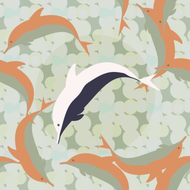 Yunuslar su altında çizim arka planı için bir sürü ile sorunsuz doku