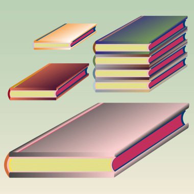 Renkli kitap yığını. Vektör çizim