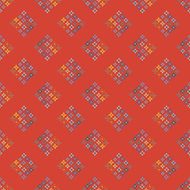 Çiçekler, vektör çizim ile çok renkli geometrik seamless modeli 