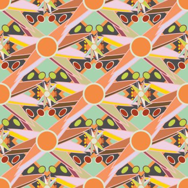 Çiçekler, vektör çizim ile çok renkli geometrik seamless modeli 