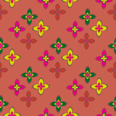 Çiçekler, vektör çizim ile çok renkli geometrik seamless modeli 