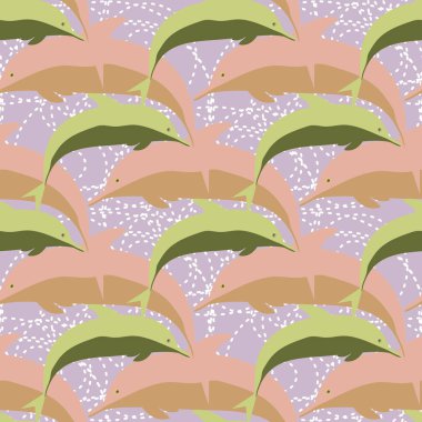 Yunuslar su altında çizim arka planı için bir sürü ile sorunsuz doku