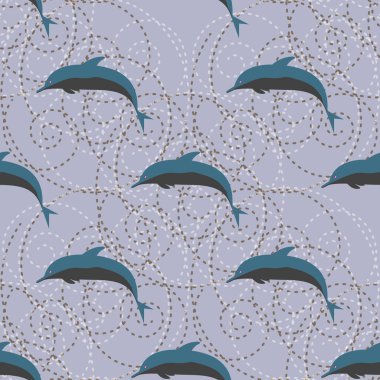 Yunuslar su altında çizim arka planı için bir sürü ile sorunsuz doku