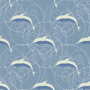 Yunuslar su altında çizim arka planı için bir sürü ile sorunsuz doku