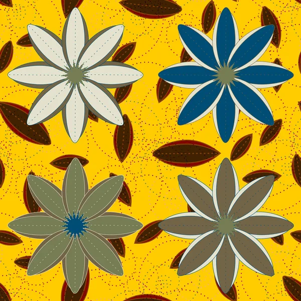 Çiçekler, vektör çizim ile çok renkli geometrik seamless modeli 