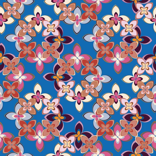 Çiçekler, vektör çizim ile çok renkli geometrik seamless modeli 