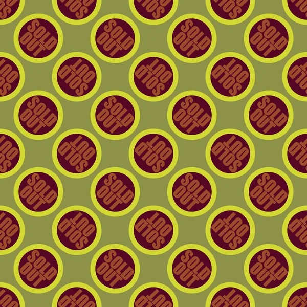 Satılan dışarı Dikişsiz desen metinle. Pop sanat tasarım ve renk doku ile yuvarlak başlık içinde alt yazı. Bir arka plan üzerinde etiket.