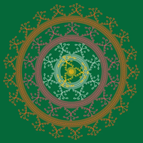 Basit renkli soyut mandala. Parlak dairesel süsleme basit şekiller oluşur. 