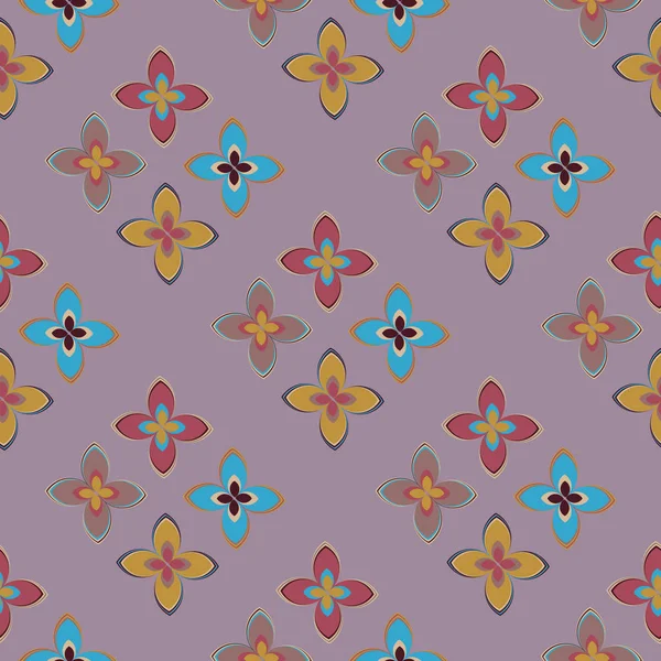 Çiçekler, vektör çizim ile çok renkli geometrik seamless modeli 