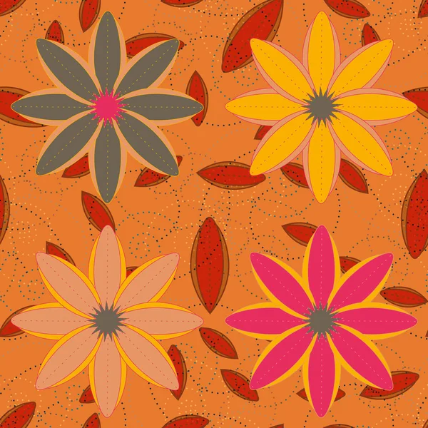 Çiçekler, vektör çizim ile çok renkli geometrik seamless modeli 