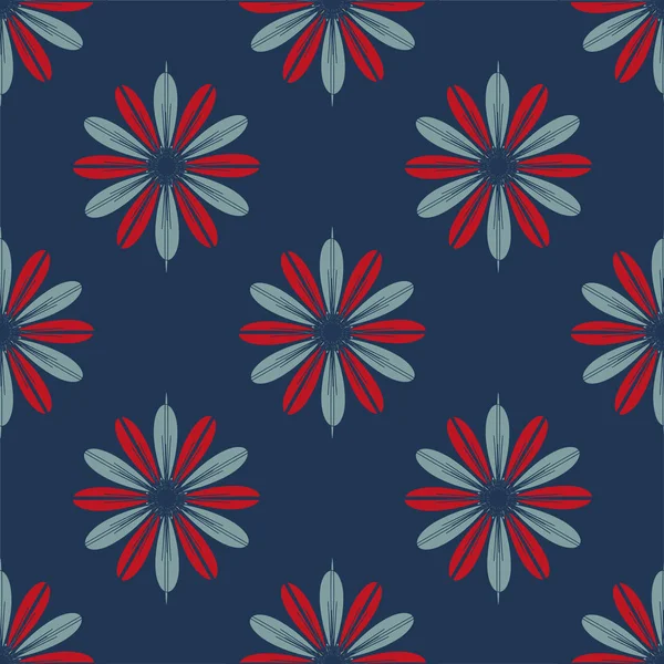 Geometrische Multicolor Naadloze Patroon Met Bloemen Vectorillustratie — Stockvector