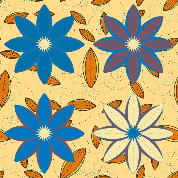 Çiçekler, vektör çizim ile çok renkli geometrik seamless modeli 