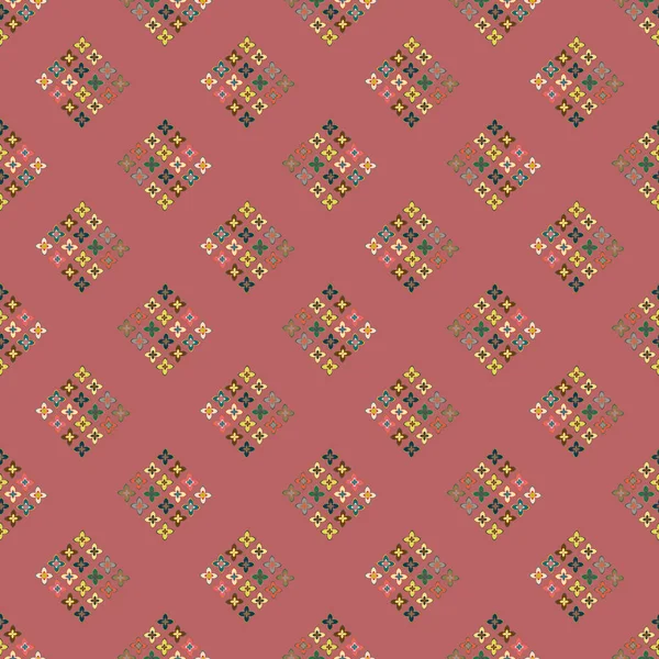 Çiçekler, vektör çizim ile çok renkli geometrik seamless modeli 