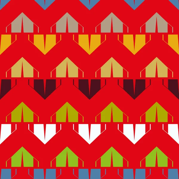 Цветной Бесшовный Узор Палатками Кемпинга — стоковый вектор