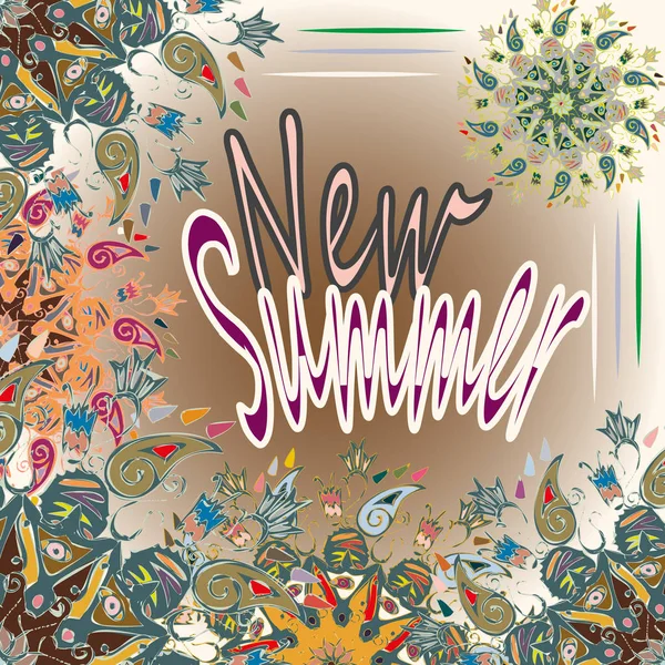 Neuer Sommer Zentangle Inspirierte Kunst Vintage Card Design Mit Doodle — Stockvektor