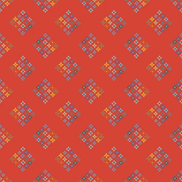 Çiçekler, vektör çizim ile çok renkli geometrik seamless modeli 