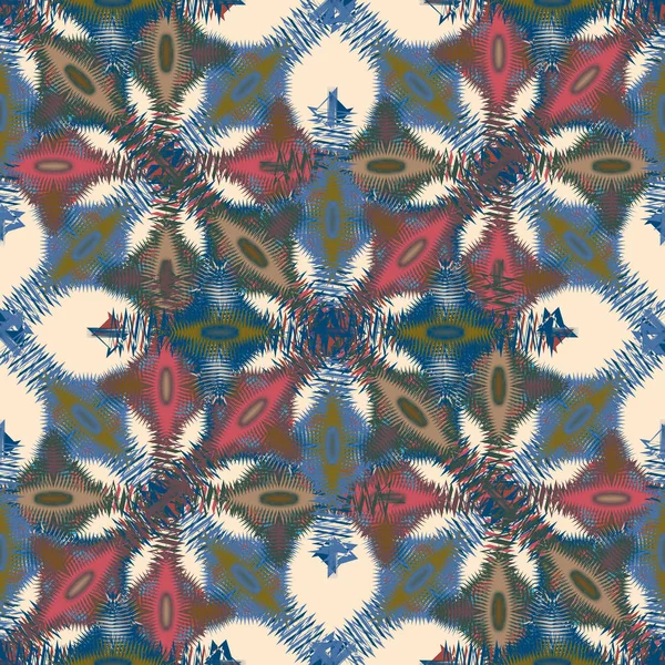 Memfis スタイルの抽象的な背景 幾何学的なシームレス パターン 繰り返し装飾印刷 シームレスな原始的な幾何学的な背景 — ストックベクタ