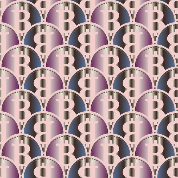 Motif Sans Couture Avec Brillantes Pièces Lumineuses Coûteuses Bitcoins — Image vectorielle