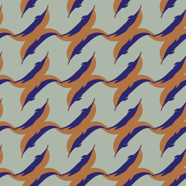 无缝的纹理与一群海豚在水下 例证为背景 — 图库矢量图片