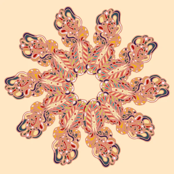 Новая Симметричная Мандала Стиле Zentangle Вдохновила Искусство Каракулями Декоративный Объект — стоковый вектор