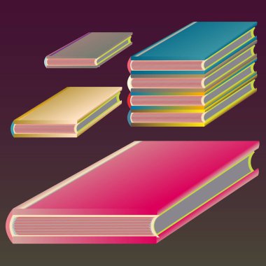Renkli kitap yığını. Vektör çizim