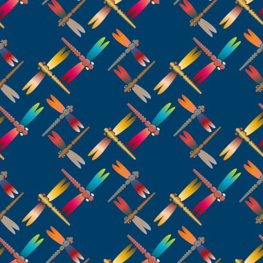 Dekoratif renkli seamless modeli ile şirin yusufçuk