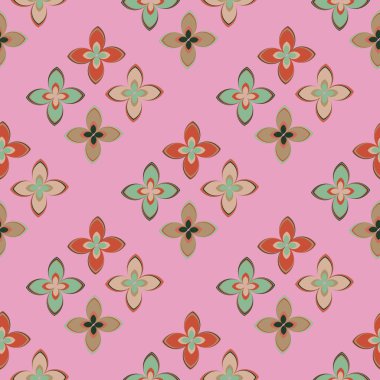 Çiçekler, vektör çizim ile çok renkli geometrik seamless modeli 