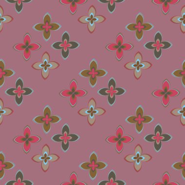 Çiçekler, vektör çizim ile çok renkli geometrik seamless modeli 