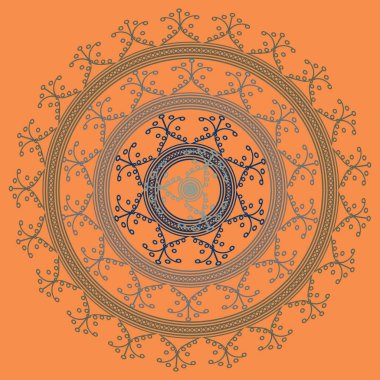 Basit renkli soyut mandala. Parlak dairesel süsleme basit şekiller oluşur. 