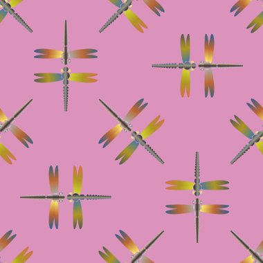 Dekoratif renkli seamless modeli ile şirin yusufçuk