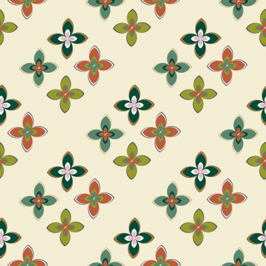 Çiçekler, vektör çizim ile çok renkli geometrik seamless modeli 