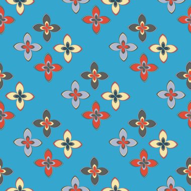 Çiçekler, vektör çizim ile çok renkli geometrik seamless modeli 